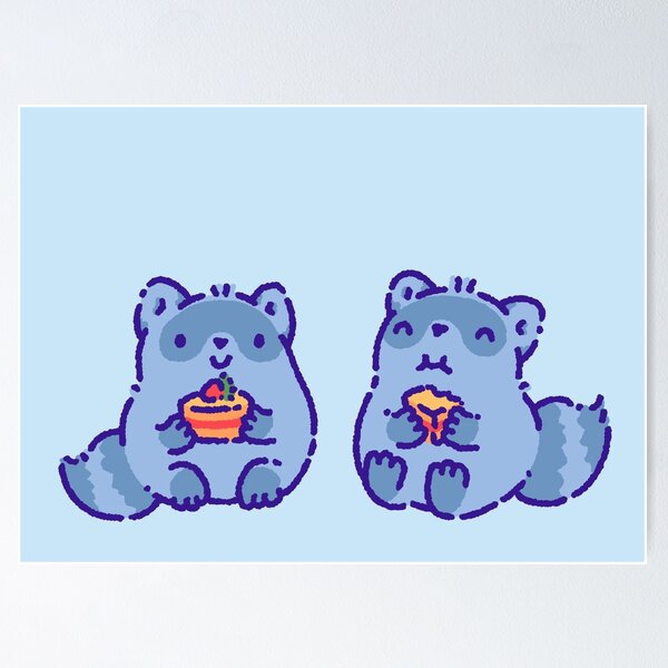 Time fries whe I'm with you, two raccoons eating french fries Poster for  Sale by tinyartsshop