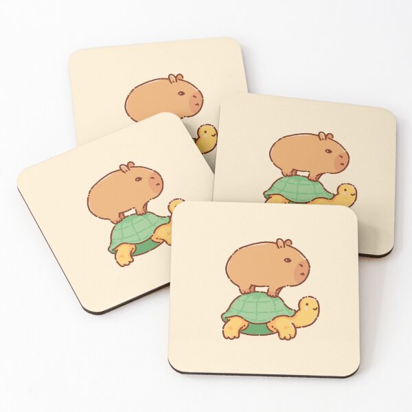 Item preview, Capybara on a turtle, very cute, tortoise designed and sold by manydoodles.