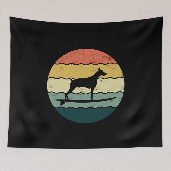 Item preview, Dobermann Owner Dog Surfing Sea Waves designed and sold by CuteDesigns1.