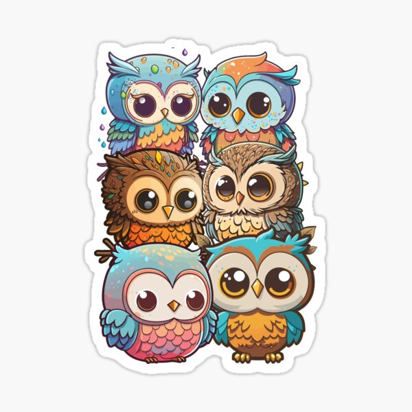 Colorful Owls Shape Stickers 