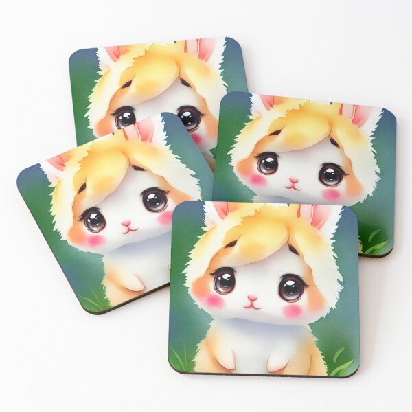 Item preview, Cute little bunny with fancy hair, watercolor art designed and sold by Girly-Universe.