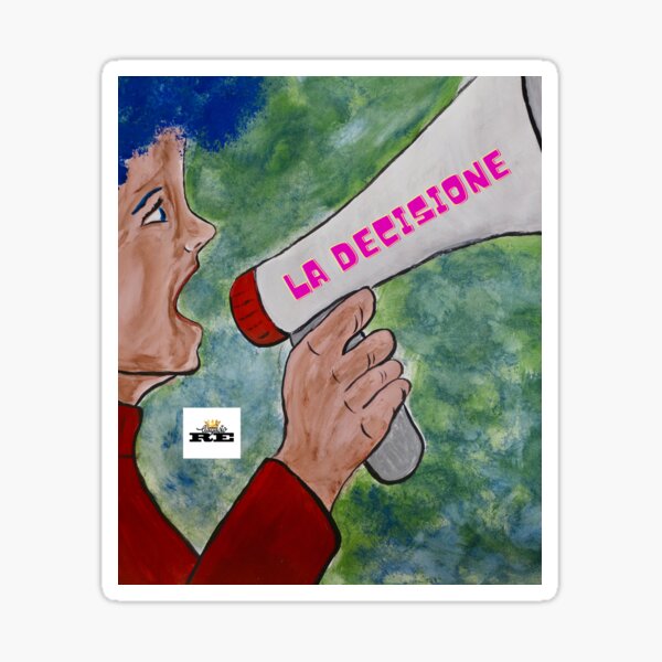 megafono, la decisione, aiuto, Augusto Re Sticker