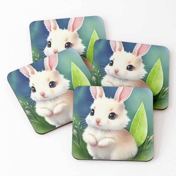 Item preview, Cute little baby bunny with with a leave, watercolor art designed and sold by Girly-Universe.