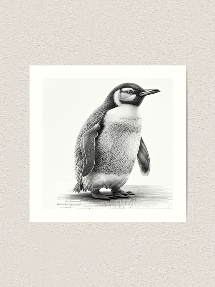 Black and white Penguin drawing