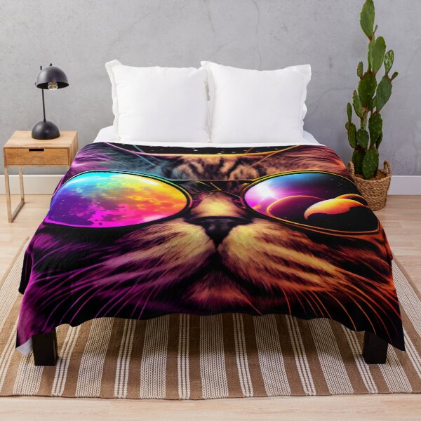 Item preview, Cat wearing sunglasses. VR videogame experience in 80's synth wave and retro vaporwave futuristic aesthetics designed and sold by anytka.