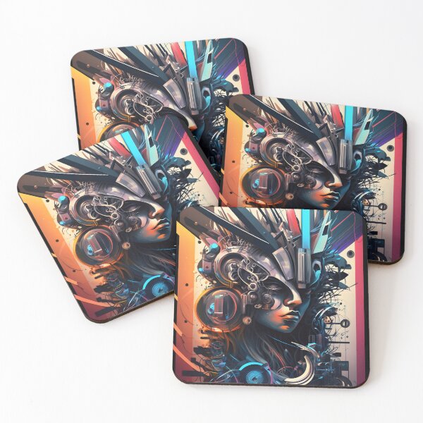 Item preview, cyberpunk samurai robot- abstract illustration designed and sold by R&B Art and design.