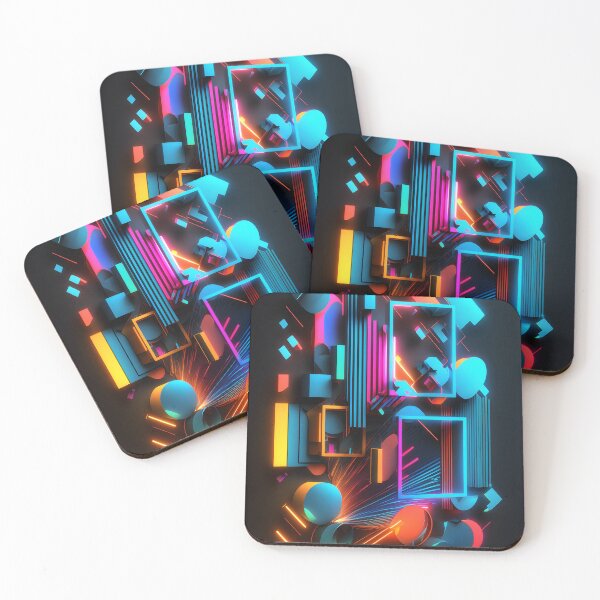 Item preview, abstract neon- geometric shapes designed and sold by R&B Art and design.