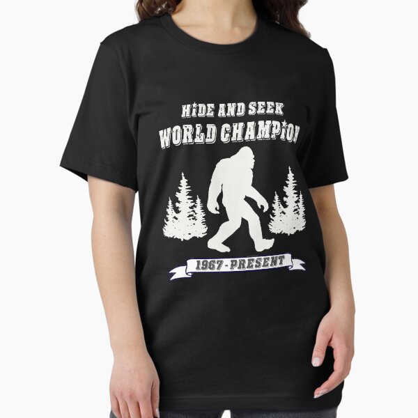 Item preview, Bigfoot t shirt Hide and Seek World Champion Dark Tee designed and sold by iPaint Airbrush Studio.