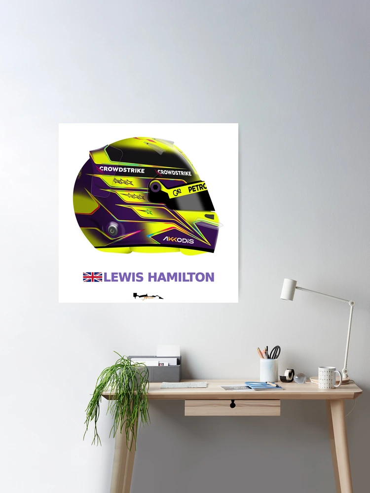 Lewis Hamilton At Japanese GP 2023 With New Golden Helmet Home Decor Poster  Canvas - Masteez