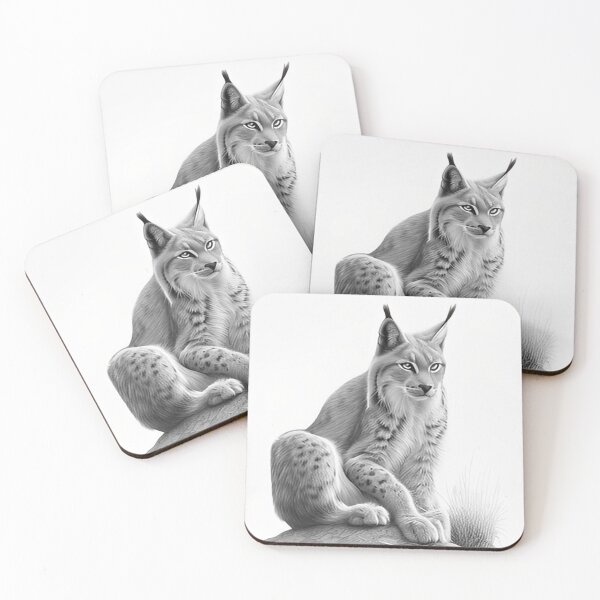 Item preview, Black and white pencil drawing of a lynx  designed and sold by Pencil-Art.
