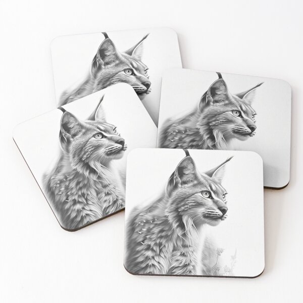 Item preview, Black and white pencil drawing of a lynx  designed and sold by Pencil-Art.