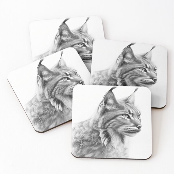 Item preview, Black and white pencil drawing of a lynx  designed and sold by Pencil-Art.