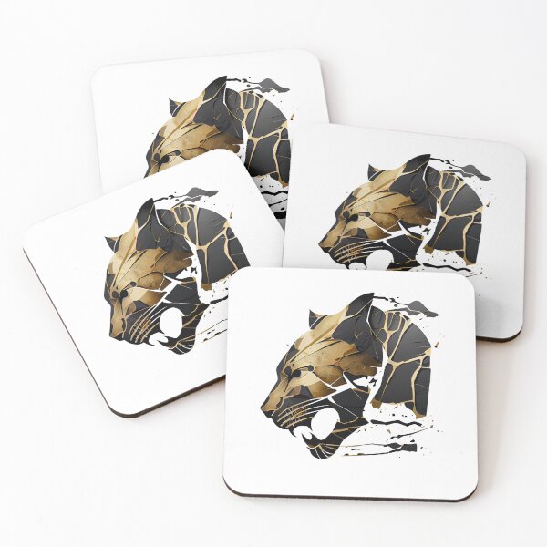 Item preview, Black and Gold Tribal Kintsugi Panther Icon designed and sold by ShadowAndSlate.