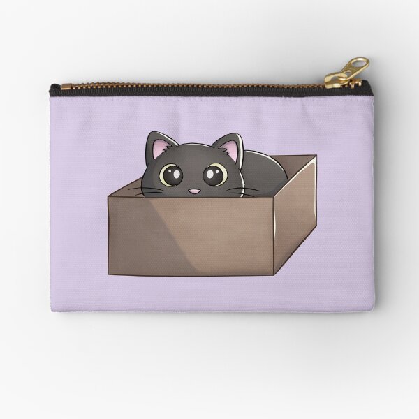 Black Cat In A Box Zipper Pouch