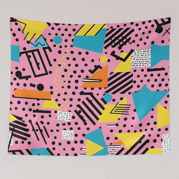 Item preview, Geometric Abstract Pattern in Pink, Black, Blue, and Yellow designed and sold by lazarus93.