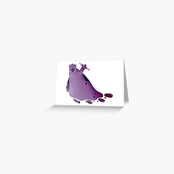 Purple Monster with Fish Greeting Card