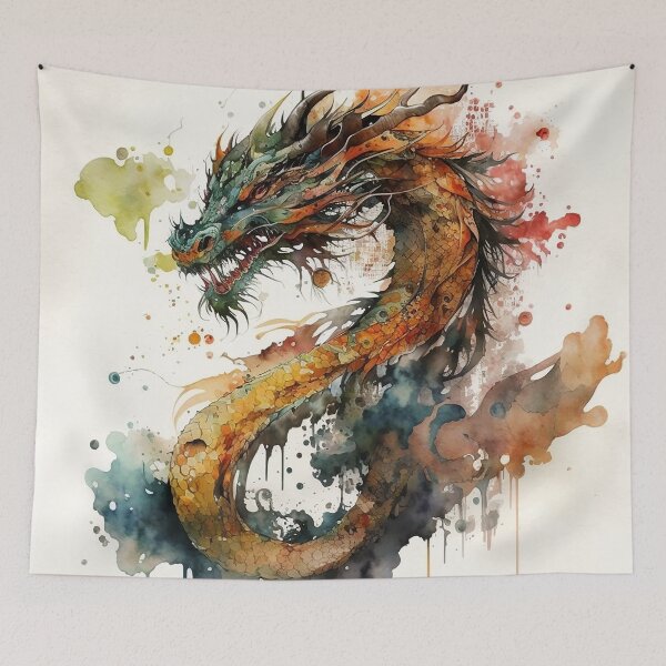 Item preview, chinese dragon watercolor designed and sold by shokA Design.