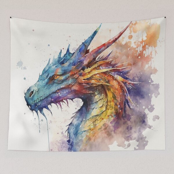 Item preview, dragon watercolor designed and sold by shokA Design.