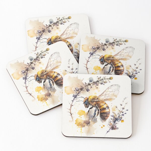 Item preview, honey bee watercolor designed and sold by shokA Design.