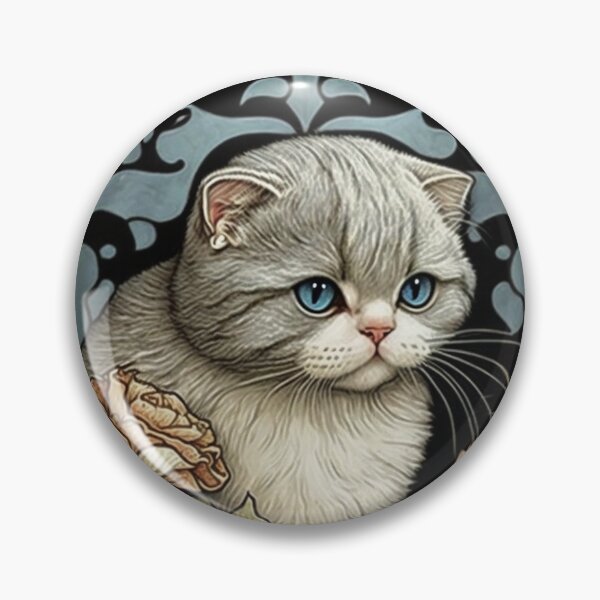 Item preview, Scottish Fold Cat - Art Nouveau Style designed and sold by ArtNouveauChic.