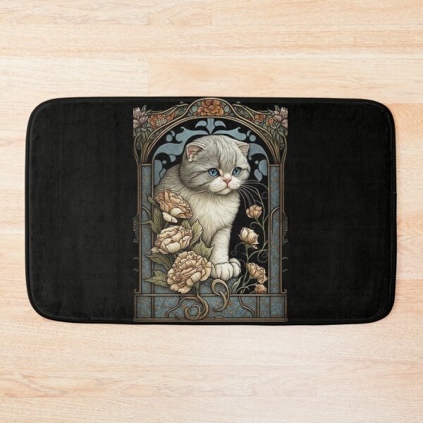 Item preview, Scottish Fold Cat - Art Nouveau Style designed and sold by ArtNouveauChic.