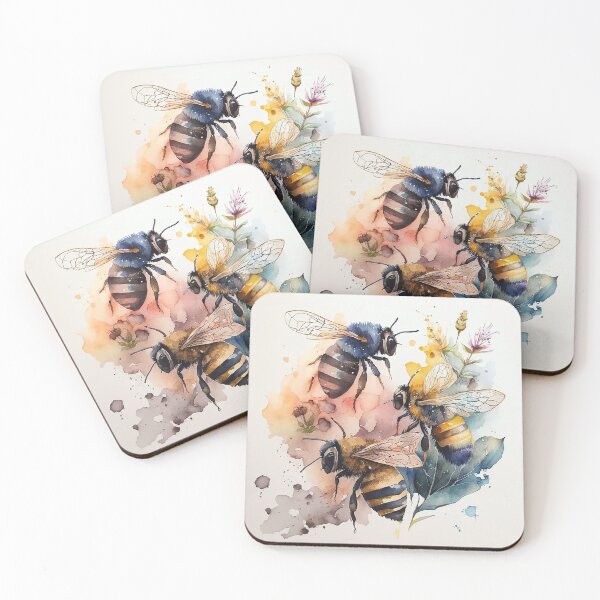 Item preview, honey bees watercolor designed and sold by shokA Design.