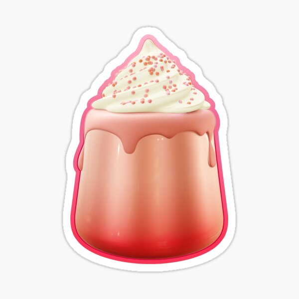 Kawaii Pudding with Whipped Cream Sticker