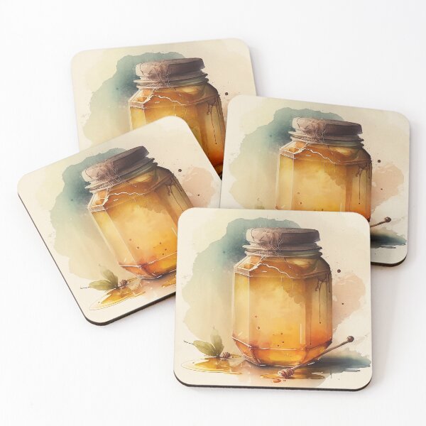 Artikelvorschau, honey bottle watercolor entworfen und verkauft von shokA Design.