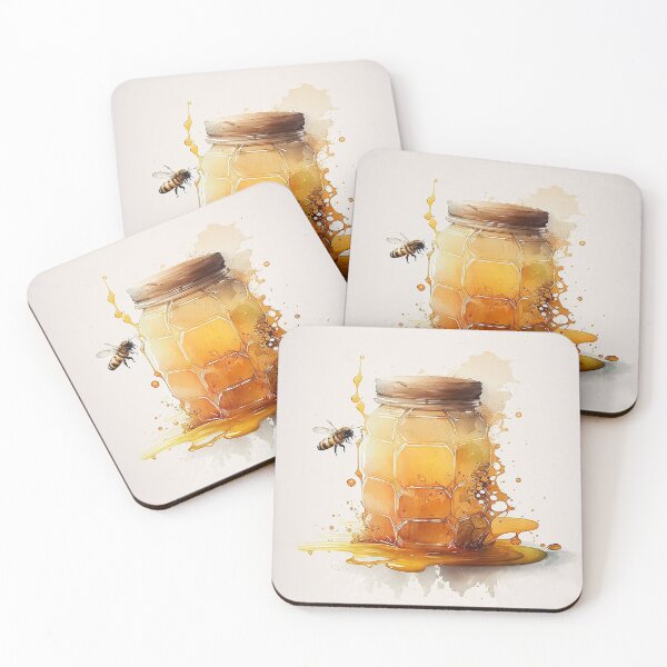 Item preview, honey bottle watercolor designed and sold by shokA Design.