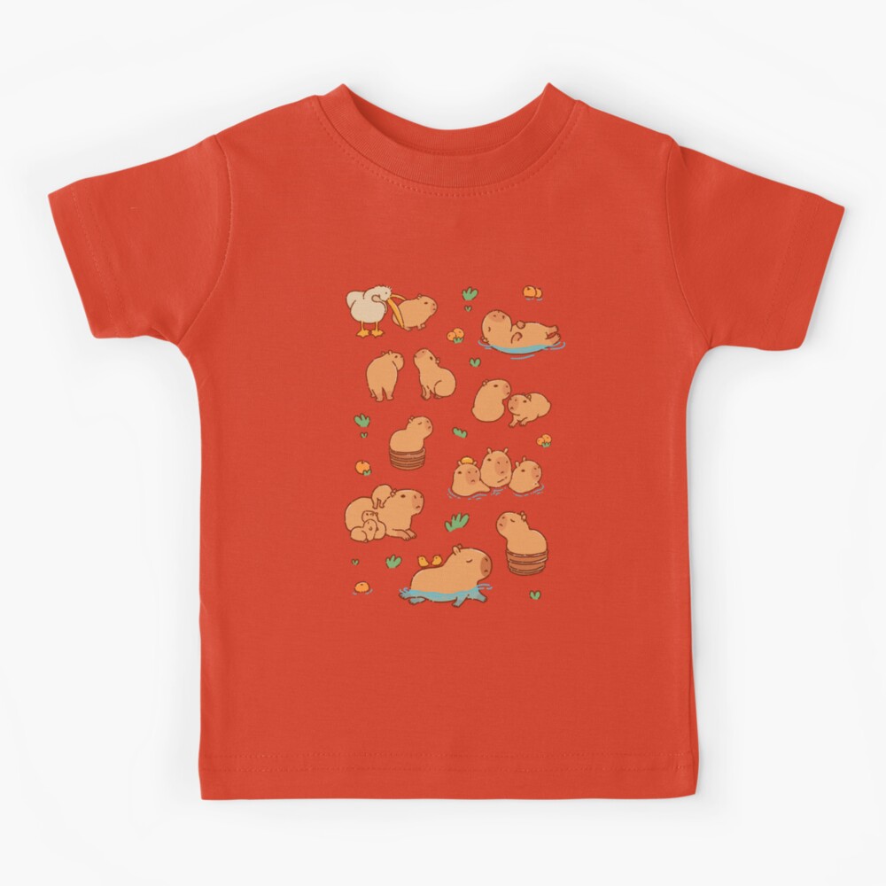 Cute capybara art, illustration seamless pattern Kids T-Shirt for