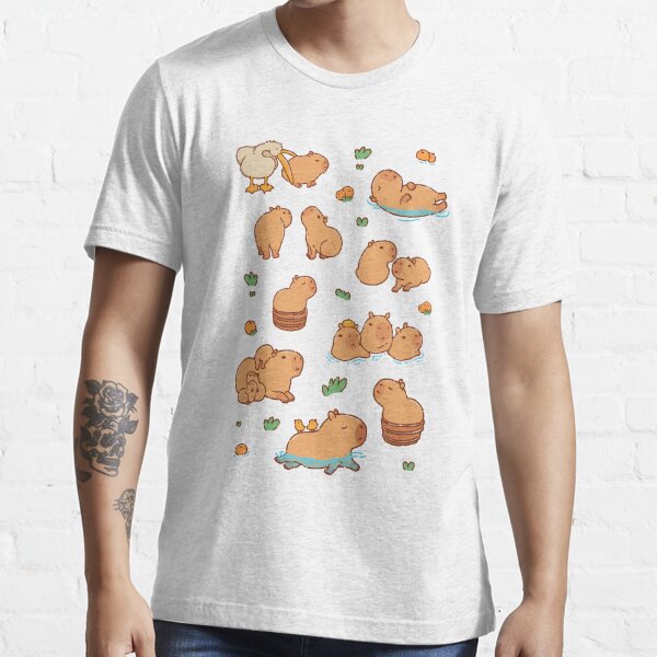 Cute capybara art, illustration seamless pattern Kids T-Shirt for Sale by  manydoodles