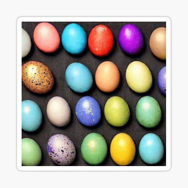Linear Colored Easter Eggs Grunge Textured Style Sticker