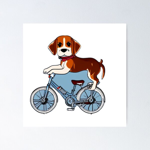 Item preview, Cute Beagle Puppy Riding A Bike designed and sold by HeavenlyMuse23.