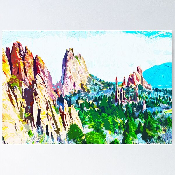 Colorado Springs landscape painting Unique Watercolor Poster