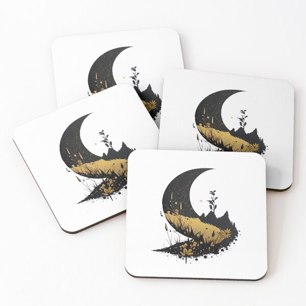 Item preview, Black and Gold Crescent Landscape designed and sold by ShadowAndSlate.