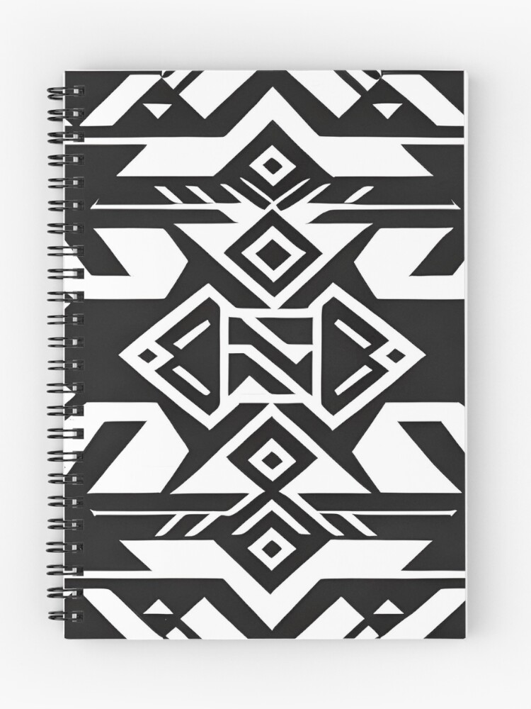 Thumbnail 1 of 3, Journal, Black and white Aztec pattern designed and sold by RuiFernandes.