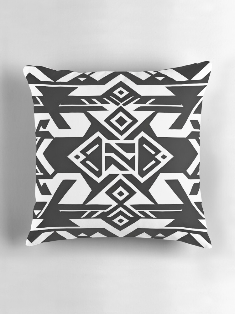 Thumbnail 3 of 4, Pillow, Black and white Aztec pattern designed and sold by RuiFernandes.