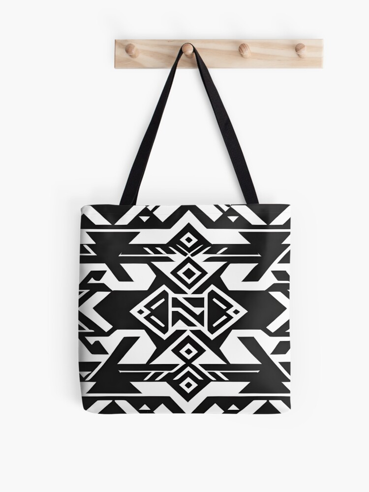 Thumbnail 1 of 2, Tote Bag, Black and white Aztec pattern designed and sold by RuiFernandes.