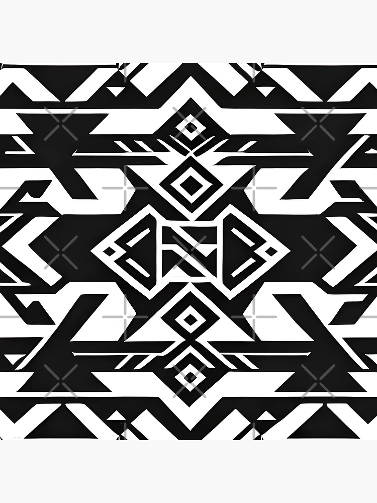 Thumbnail 4 of 4, Clock, Black and white Aztec pattern designed and sold by Rui Fernandes.