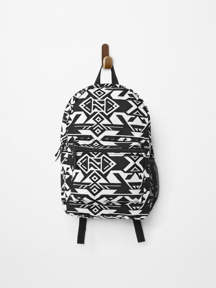 Thumbnail 1 of 3, Backpack, Black and white Aztec pattern designed and sold by RuiFernandes.
