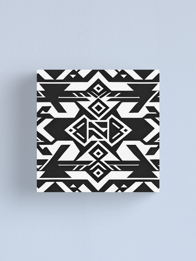 Thumbnail 1 of 3, Canvas Print, Black and white Aztec pattern designed and sold by RuiFernandes.