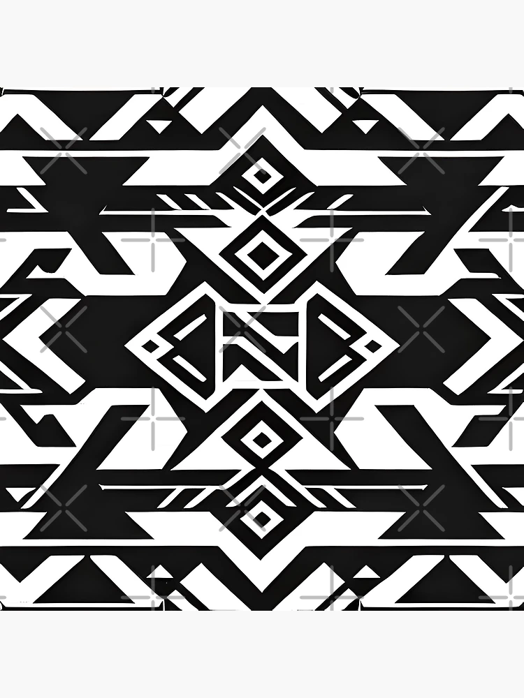 Thumbnail 3 of 3, Poster, Black and white Aztec pattern designed and sold by Rui Fernandes.