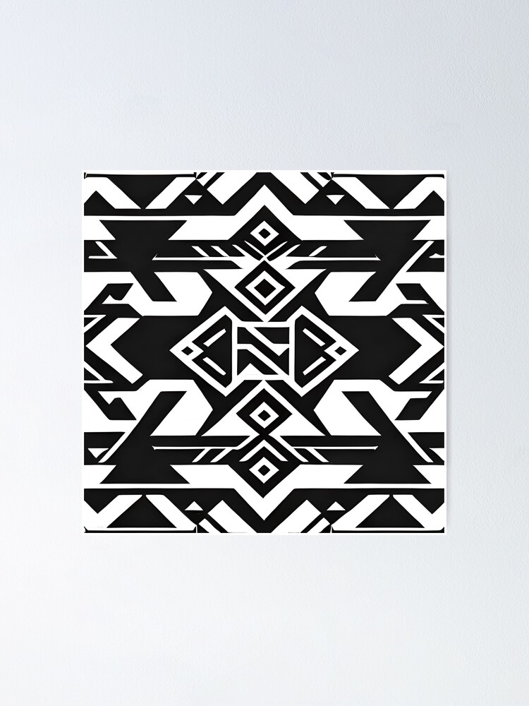 Thumbnail 1 of 3, Poster, Black and white Aztec pattern designed and sold by RuiFernandes.