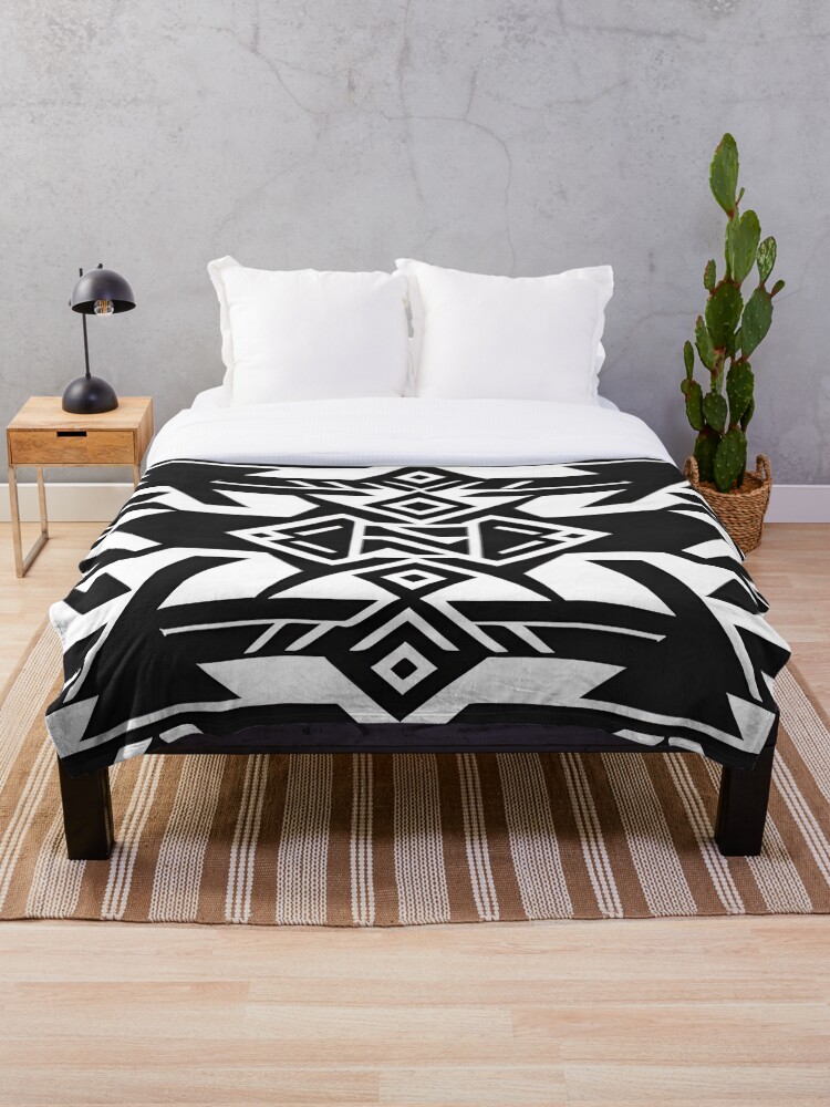 Thumbnail 1 of 6, Throw Blanket, Black and white Aztec pattern designed and sold by RuiFernandes.
