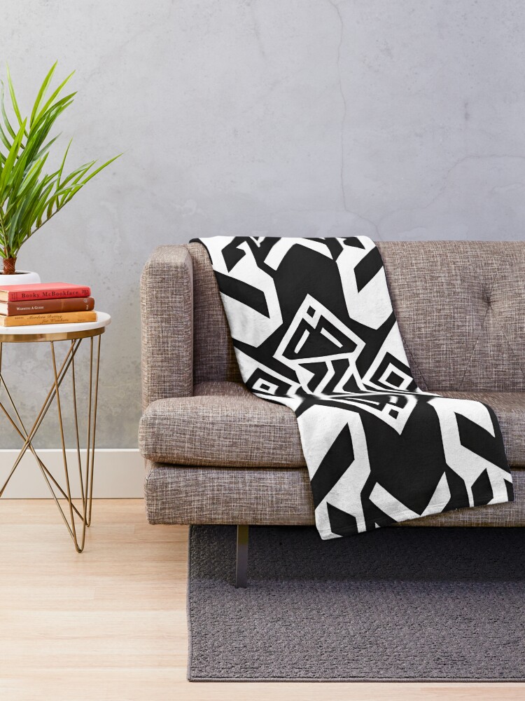 Thumbnail 2 of 6, Throw Blanket, Black and white Aztec pattern designed and sold by RuiFernandes.