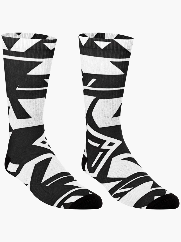 Thumbnail 3 of 5, Socks, Black and white Aztec pattern designed and sold by Rui Fernandes.