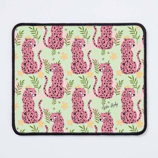 Item preview, Jaguar looking back pattern pink- mint green background designed and sold by Studio Lydia Lovely.