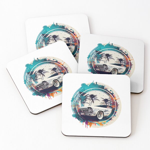 Item preview, Tropical White Classic Vintage Car designed and sold by ShadowAndSlate.