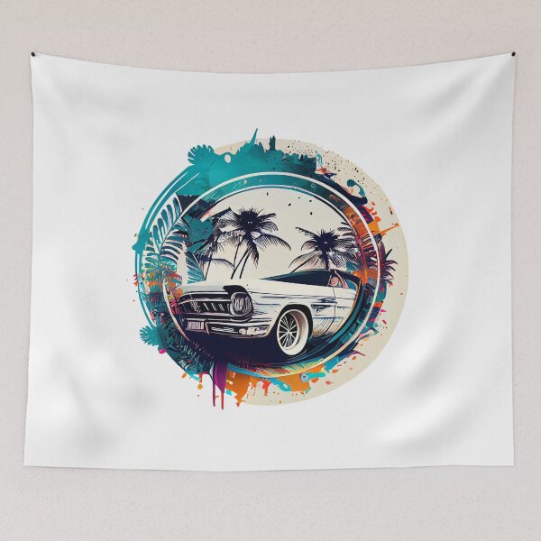 Item preview, Tropical White Classic Vintage Car designed and sold by ShadowAndSlate.