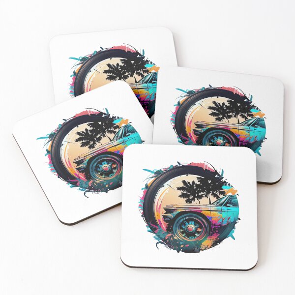 Item preview, Classic Car in Vintage Wheel with Paint Splatter designed and sold by ShadowAndSlate.